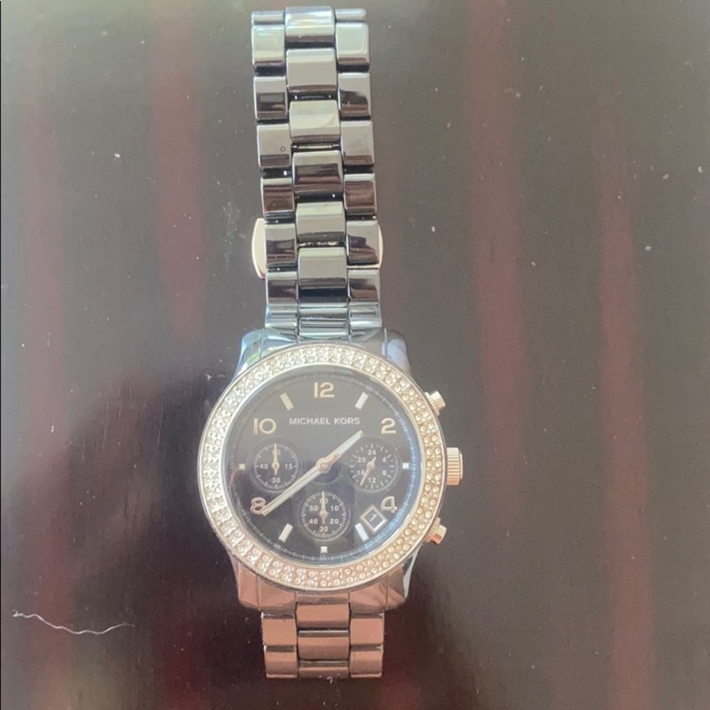 Black Ceramic Michael Kors Watch with diamonds